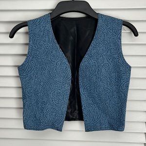 NEW TRUE VINTAGE 90's DEADSTOCK KIDS printed denim and pleather VEST